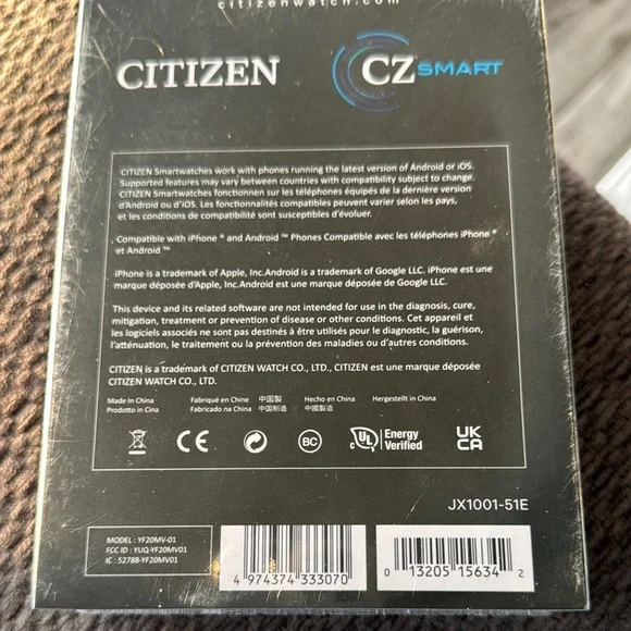 Citizen Silver and Black Smartwatch with Stainless Steel Design - Picture 4 of 5